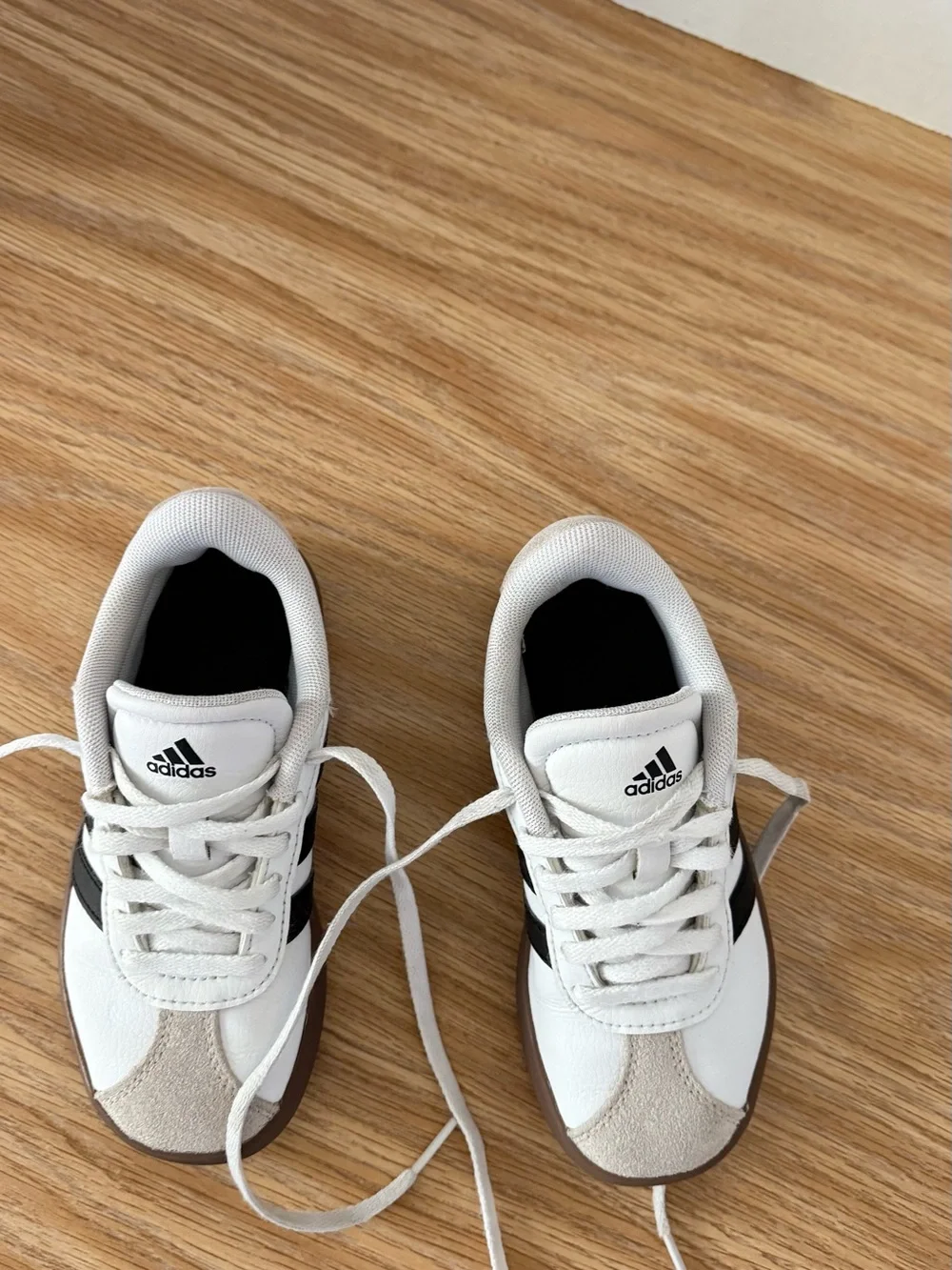 adidas White Sneakers with Black Insoles and Brown Outsole 11 boys